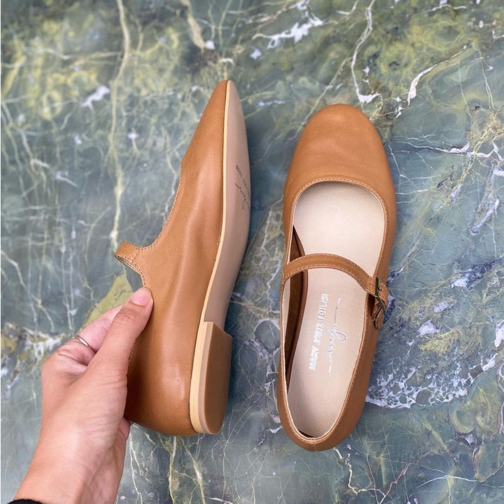 Leather Mary Janes from Tbilisi peach